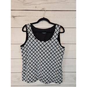 Charter Club Women's Black White Geometric Sequin Sleeveless Tank‎ Top Size 1X
